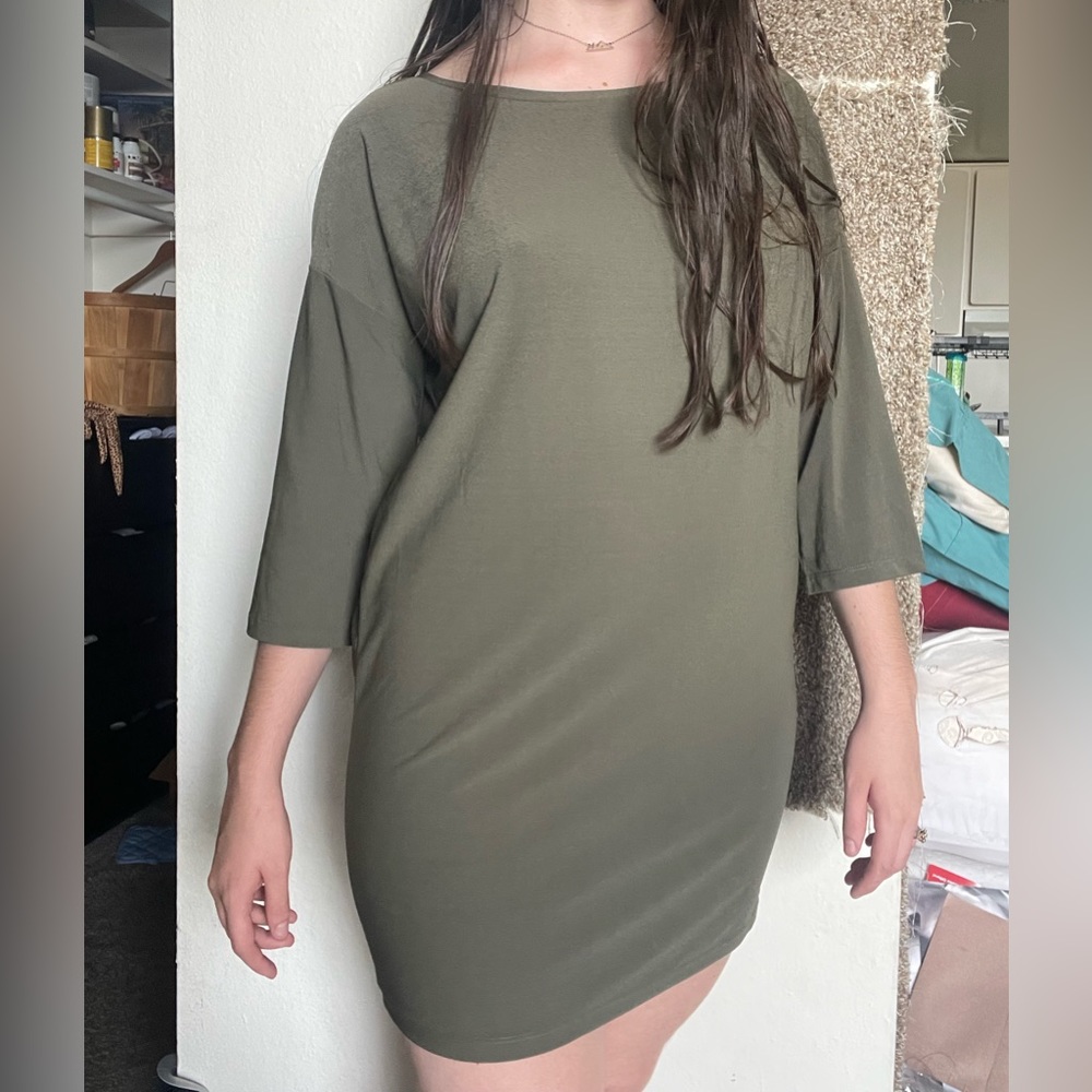Green Leith Mid Sleeve Length Knee Length Dress
